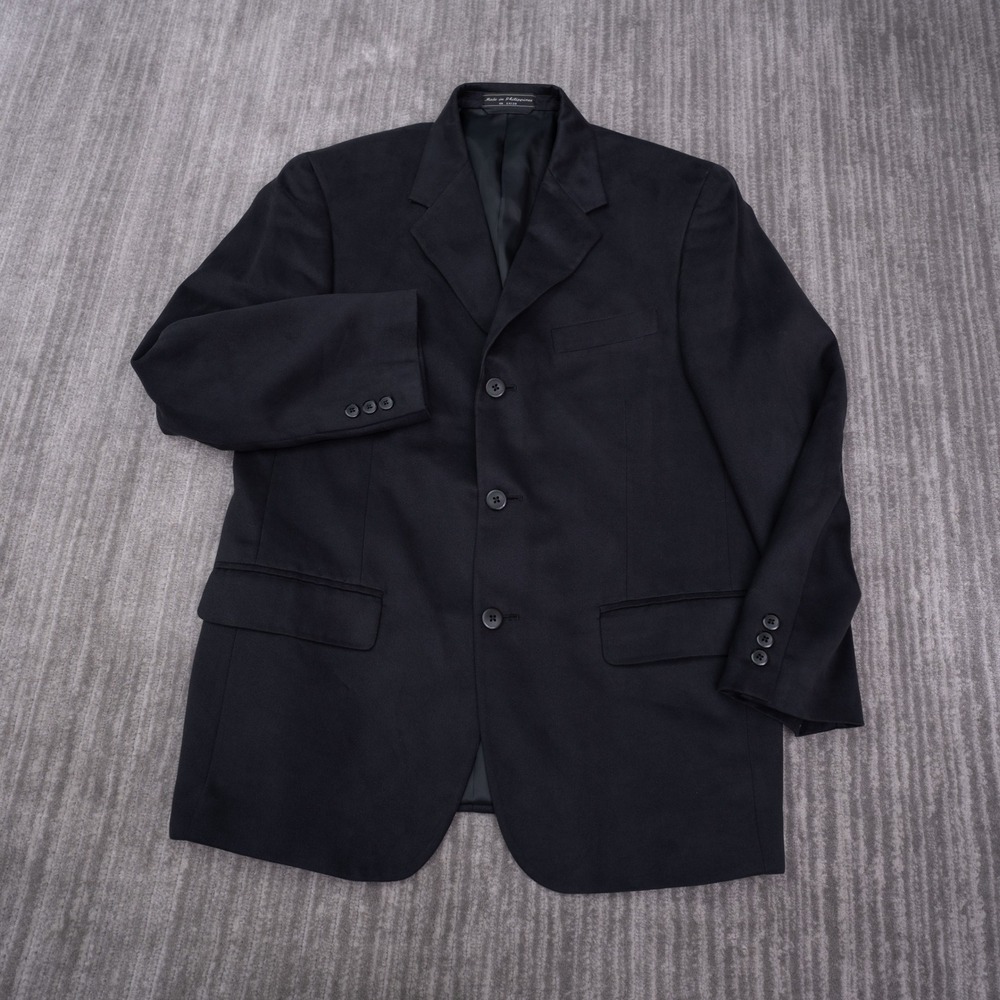 Jeffrey Banks SupraSuede Mens Black 3 Button Blazer Sport Coat 40 Short RN 84126